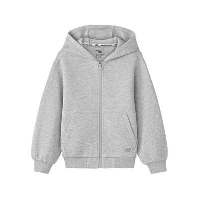 斯凯奇儿童宽松针织连帽运动外套