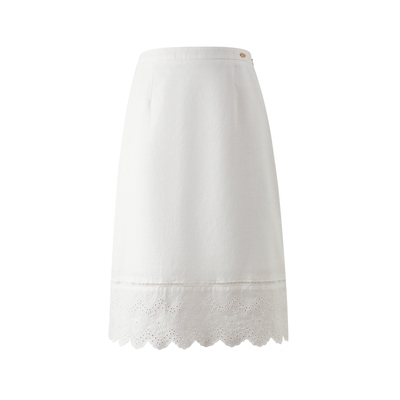 ELAND刺绣纯色半身包臀裙