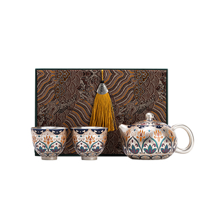 国潮文创故宫敦煌鎏银主人杯功夫茶壶茶具套装送领导长辈礼物定制