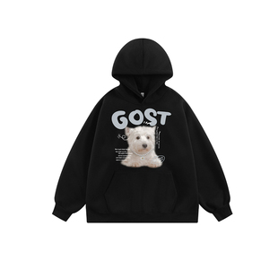 GOST【王琳凯同款】珍珠项链狗狗连帽卫衣百搭宽松情侣帽衫