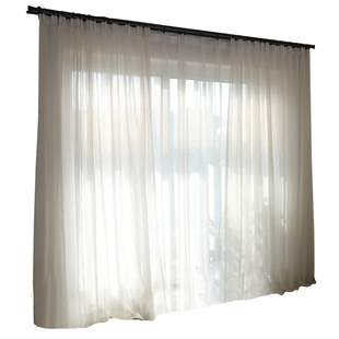 日式田园风亚麻纱帘侘寂风宋式美学白色棉麻白纱窗帘薄纱窗纱布料