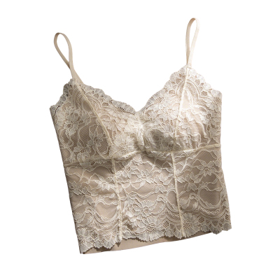 Kbra法式白色蕾丝吊带背心女