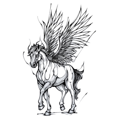 INKCOOL 飞羽天马纹身贴马年款花臂潮酷防水持久草本纹身贴IK034