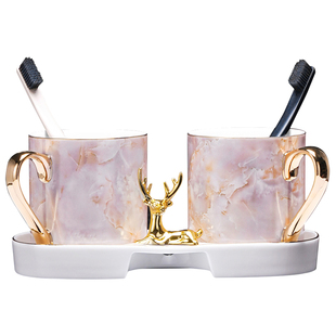 高颜值漱口杯结婚牙杯洗漱杯轻奢高端口杯情侣一对高级感刷牙杯子