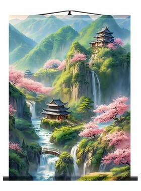 仙家画供奉卷轴挂画仙家堂口装饰三尺三山水画暗堂东北堂口图新款