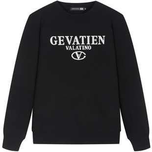 BM男士毛衣2024新款潮流字母提花长袖针织衫黑色内搭打底衫秋冬季