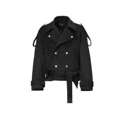 新款宽松落肩羊绒呢子男士夹克