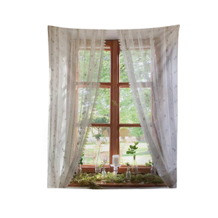 假窗户自愈系墙面遮丑挂布床头布房间宿舍装饰墙布背景布卧室布画