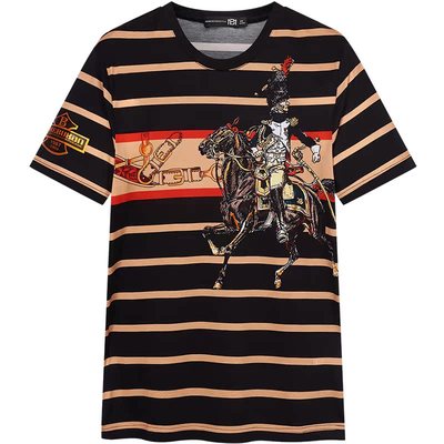 BM欧货高端潮牌百搭条纹印花t恤