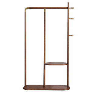 中式实木落地挂衣架胡桃色衣帽架衣服架卧室新中式置物架衣架房间