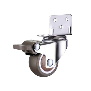 L型侧装直角码万向轮家用夹板花架轮子轱辘滑轮静音橡胶刹车脚轮