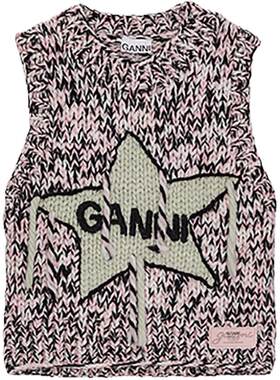 【甄选折扣】GANNI女装 LOGO羊毛针织背心时尚无袖毛衣 K2346868