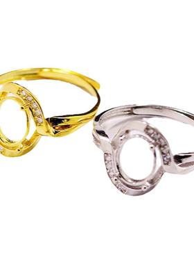 纯银戒指空托大气DIY宝石镶嵌