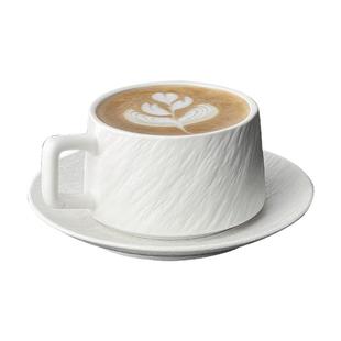 复古石纹咖啡杯高级感简约陶瓷杯精致拿铁拉花杯卡布奇诺摩卡杯碟
