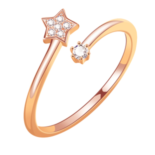 星星戒指18K金开口玫瑰金新款彩金指环轻奢高级感小众设计送女友