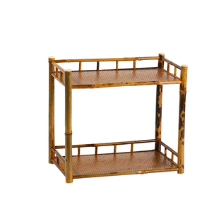 中式竹子煮茶竹编梅鹿竹茶棚茶道桌面茶台收纳柜博古架茶杯架茶具