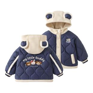 咔咔熊猫儿童秋冬款外套男童加绒冬装女宝宝上衣冬季婴儿加厚棉服