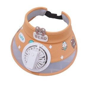 夏季儿童风扇帽新款男童卡通遮阳帽宝宝遮脸凉帽空顶帽女童防晒帽