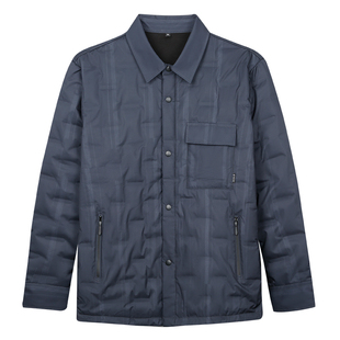 才子衬衫羽绒服男2025冬季新款内里加绒保暖休闲翻领短款轻便外套