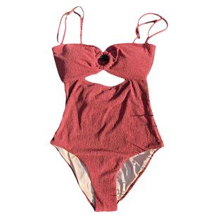 外贸时尚连体泳衣纯欲复古抹胸高腰小胸聚拢欧美海边度假泳装女