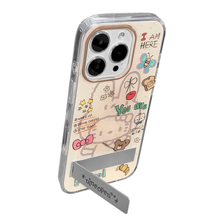九点半ins风简约字母可爱KT猫兔兔双层适用于苹果17promax/16PM手机壳iPhone17Pro/15pro隐藏支架保护套防摔