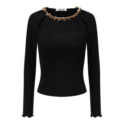 SHRO ENRO Wild geometry 亮片织带装饰镂空针织打底衫 301469