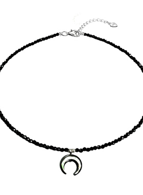 通体S925纯银月亮串珠项链