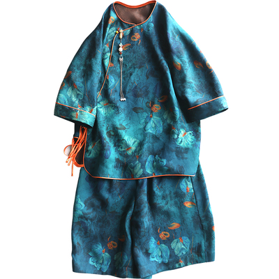 云澍新中式套装香云纱印花香云纱