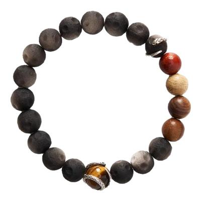 大英博物馆银曜石陨石手链男士