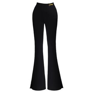 康尼拉丁舞裤女成人跳舞蹈训练功服长裤开叉微喇叭摩登专用裤子黑