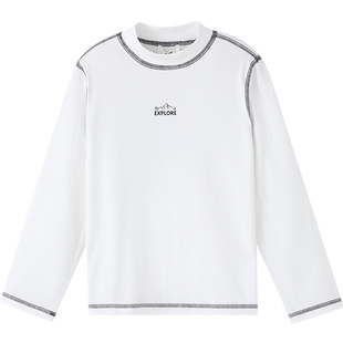 安奈儿童装男童女童中领长袖T恤秋新款弹力时尚宽松打底衫