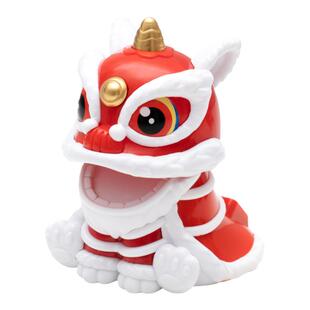 国潮文创醒狮太阳能汽车车载摆件吉祥招财开业前台舞狮蛋糕装饰