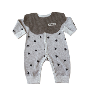 婴姿婴儿连体衣春秋季百搭纯棉哈衣爬服休闲男女宝宝衣服打底睡衣
