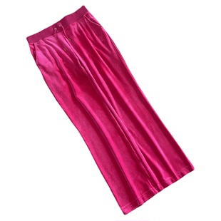 胖MM丝绒阔腿裤女春秋季裤子外贸新款金丝绒直筒女裤小个子休闲裤