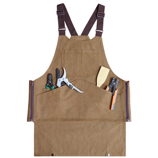 复古时尚园艺师手工匠人马甲式户外工装男士背带帆布围裙定制印字