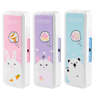 铅笔盒男孩女孩子带密码锁文具盒ins风幼儿园宝宝儿童小学生用卡通可爱的网红多功能双层收纳盒塑料笔盒笔袋