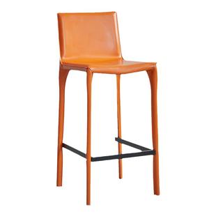 轻奢吧台椅家用高脚凳意式马鞍皮高吧椅酒吧前台靠背吧凳