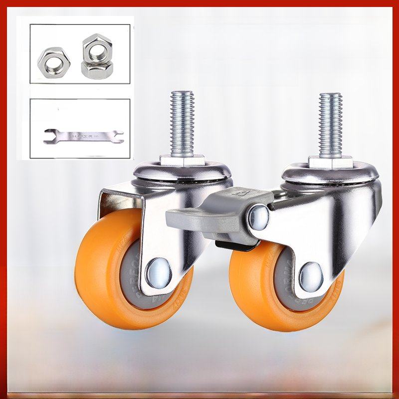 丝杆万向轮丝牙脚轮M6M8M10狗笼轮子尼龙耐磨轮子水泥地用小滑轮