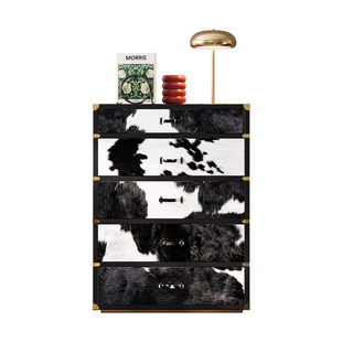 意式轻奢斗柜后现代豪宅定制高级奶牛皮马毛珠宝首饰收纳玄关斗橱