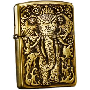 zippo打火机六牙象王正版盔甲浮雕zppo煤油打火机zoop男士正品