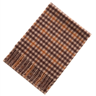 100纯羊毛围巾男女冬小格子羊绒围脖女生加厚保暖生日礼物送妈妈