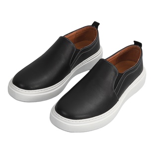真皮乐福鞋男一脚蹬厚底懒人鞋透气头层牛皮百搭休闲皮鞋夏季白鞋