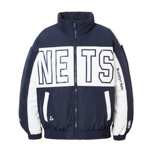 绫致杰克琼斯NBA联名款布鲁克队冬季休闲宽松立领羽绒服男款