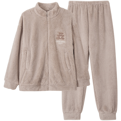 加绒加厚睡衣女冬季保暖珊瑚绒秋冬款雪花绒可外穿卡通家居服套装