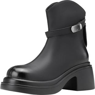 艾斯臣小个子高跟马丁靴女厚底松糕短靴新款秋冬时装靴显瘦增高