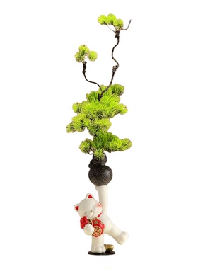 陶瓷招财猫葫芦花瓶玄关竖长摆件