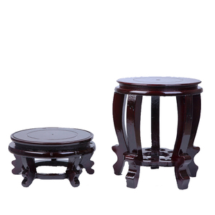 木质底座高脚酒坛陶瓷鱼缸花盆花瓶奇石头佛像木托盘架子摆件小号