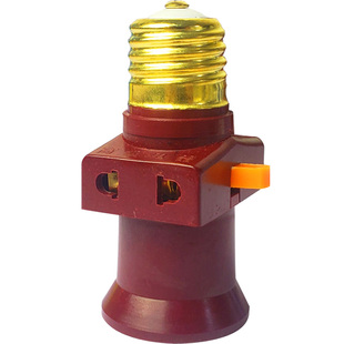 家用E27螺口带开关灯头插座3孔分火灯口纯铜多用灯座转换器多功能