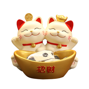 招财猫钥匙收纳玄关摆件入户门客厅鞋柜电视柜装饰品乔迁新居礼物