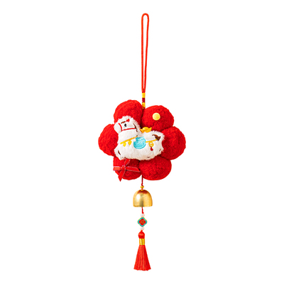 2026新款马年过新年毛绒挂饰春节装饰入户门把手挂件年味氛围布置